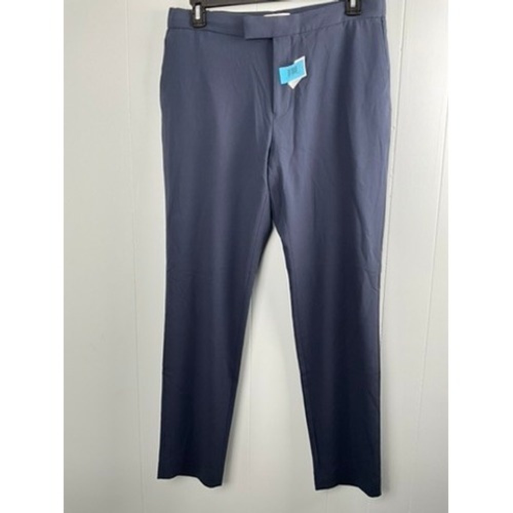 Reiss Mens Navy Blue Slim Fit Flat Front Dress Pants Trousers 34x32